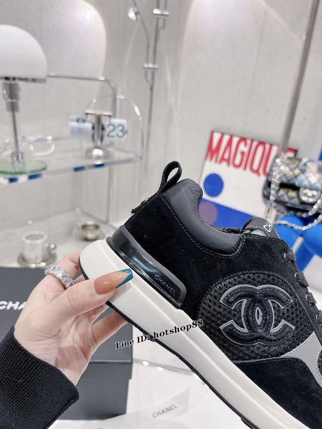 Chanel香奈兒2022早春新款松糕厚底漁夫鞋帆布鞋增高板鞋 dx3030